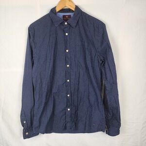 Scotch &‎ Soda Retro De Luxe Blue Polka Dot Button Front Shirt Men's Size Large